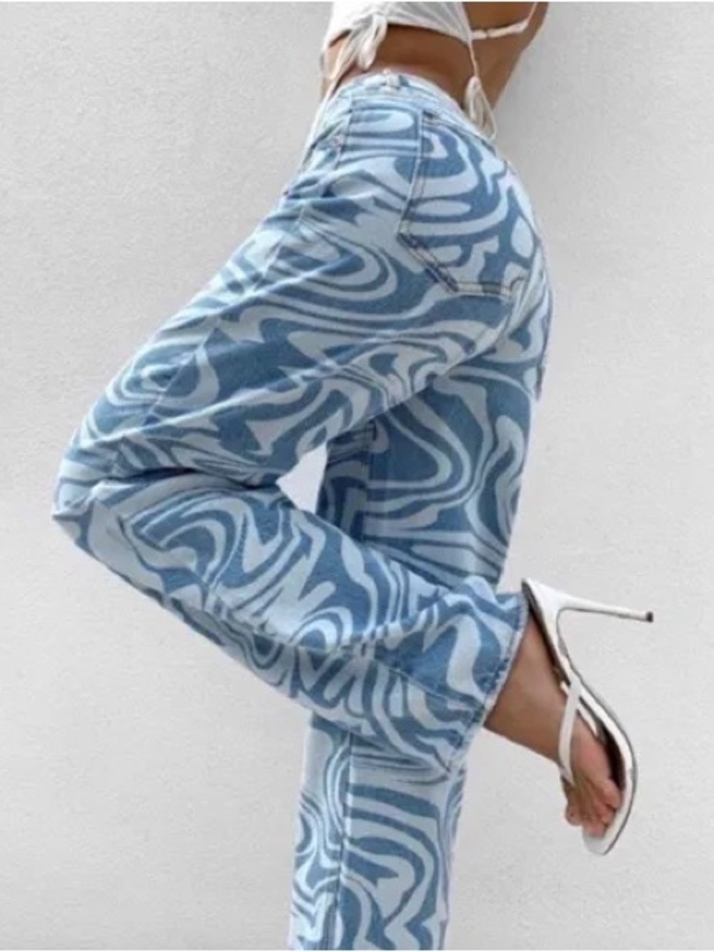 Tiger Mist Blue Swirl Wide Leg Jeans